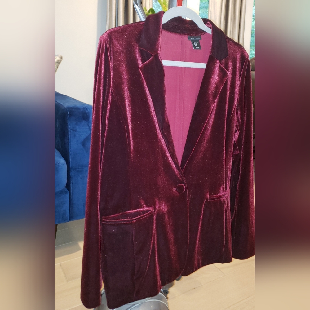 Tahari Red Velvet Blazer
